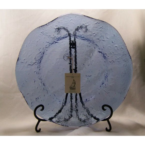 Italian Murero Glass Textured Wave Bowl Sky Blue - Picture 5 of 12